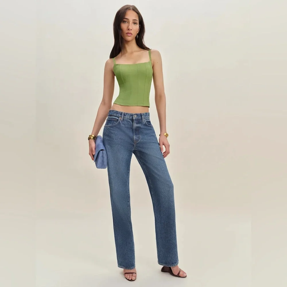 Reformation Hattie Linen Top In Avocado, brand new, never worn, no flaws._3